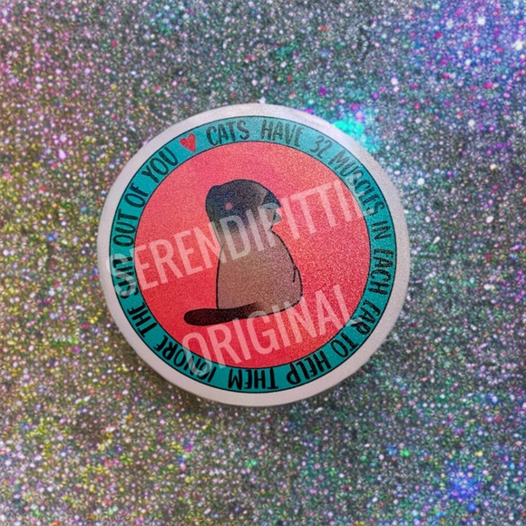 Siamese Cat Sticker, Holographic Glitter Kawaii Neko Decal, 4 pcs - Picture 6 of 6